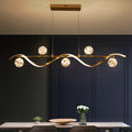 Set Of Two 6-Light LED Dimmable Linear Kitchen Island Lighting in Gold
