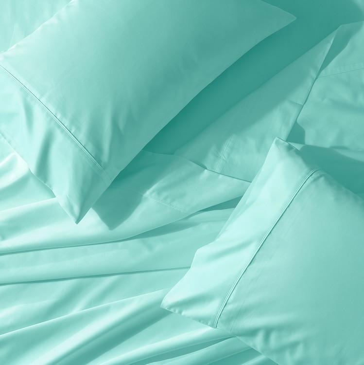 Crisp & Cool Percale Sheet Set - Extra Deep Fitted (22-Inches) - California King / Aqua