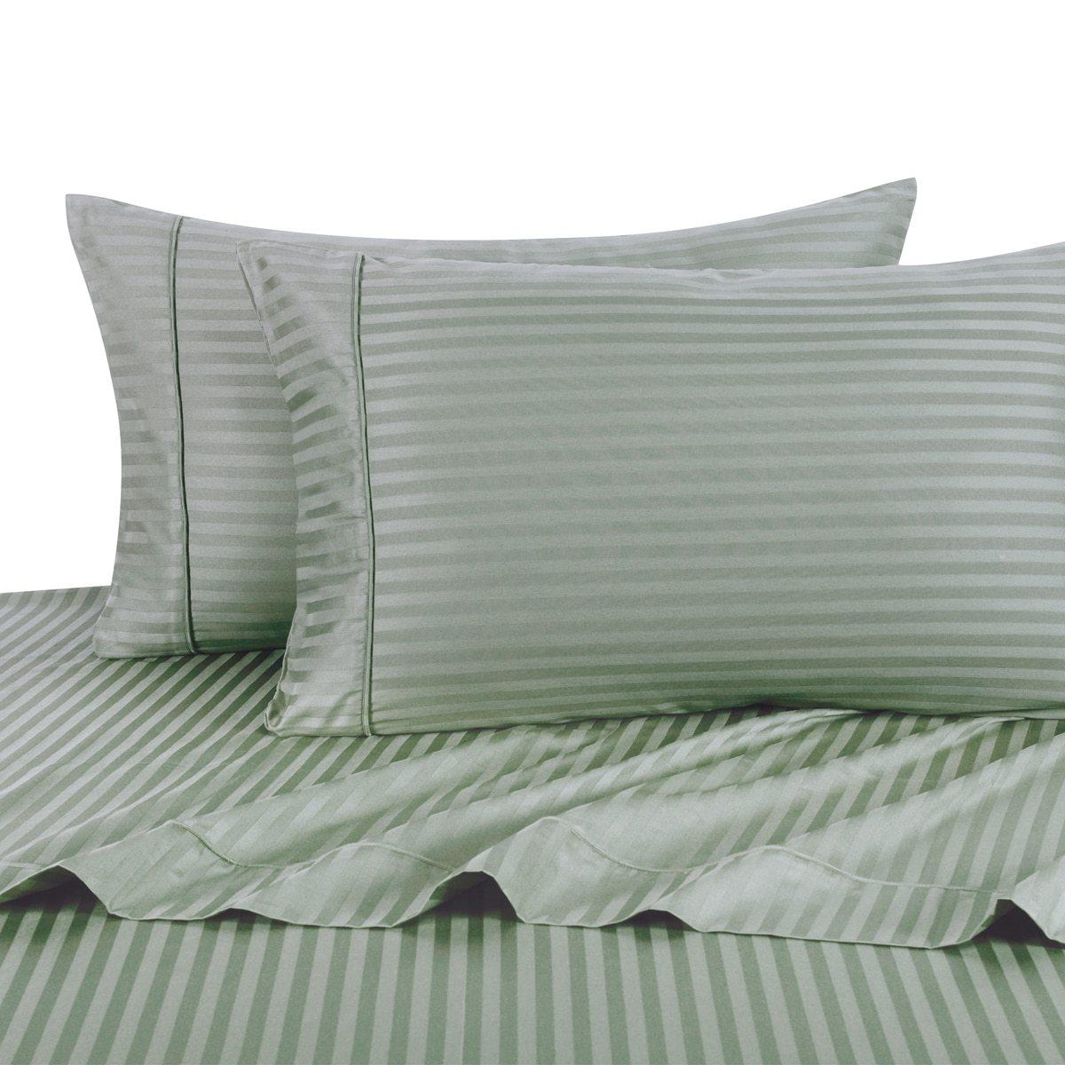 Damask Striped 600 Thread Count Sheet Set - California King / Sage