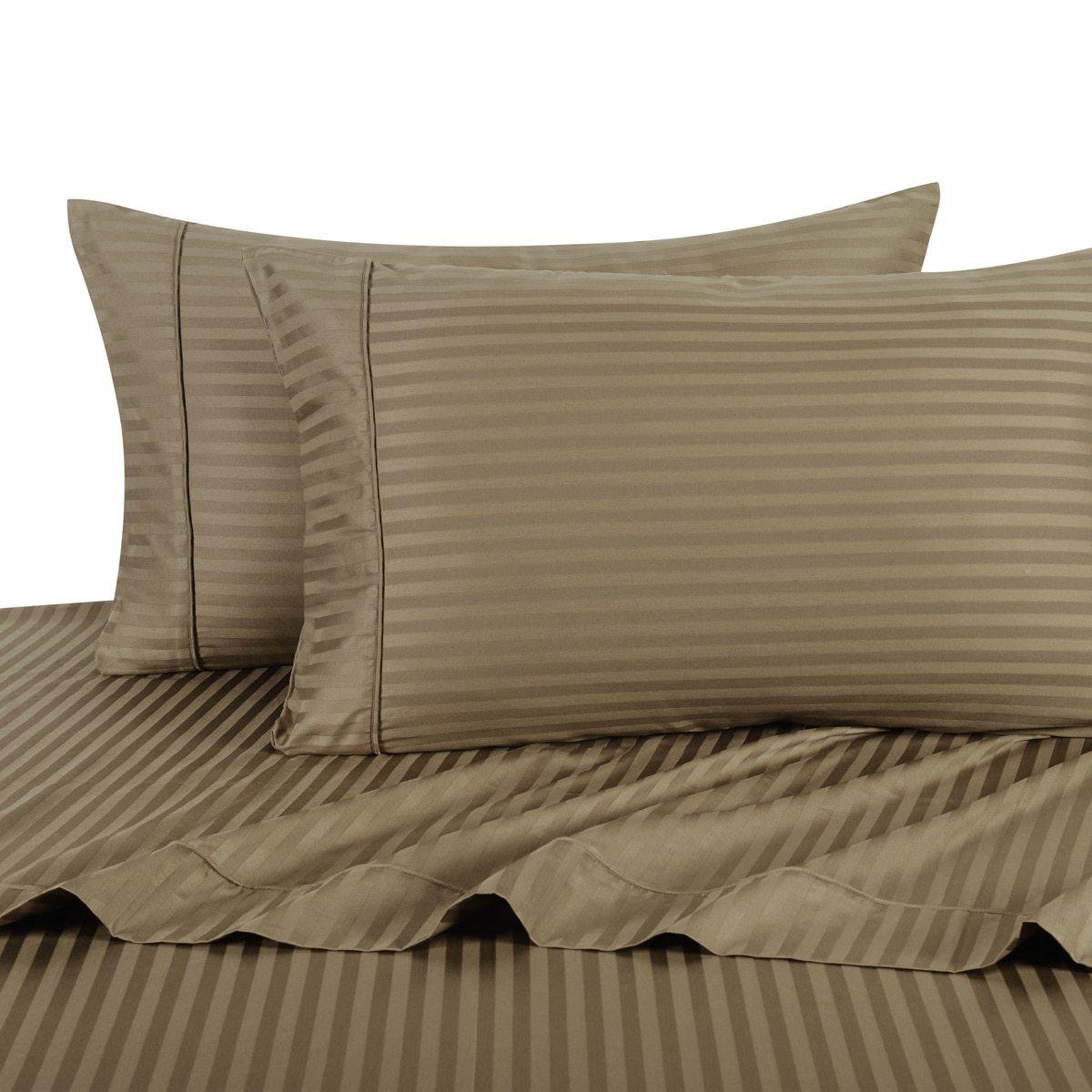 Damask Striped 600 Thread Count Sheet Set - California King / Taupe