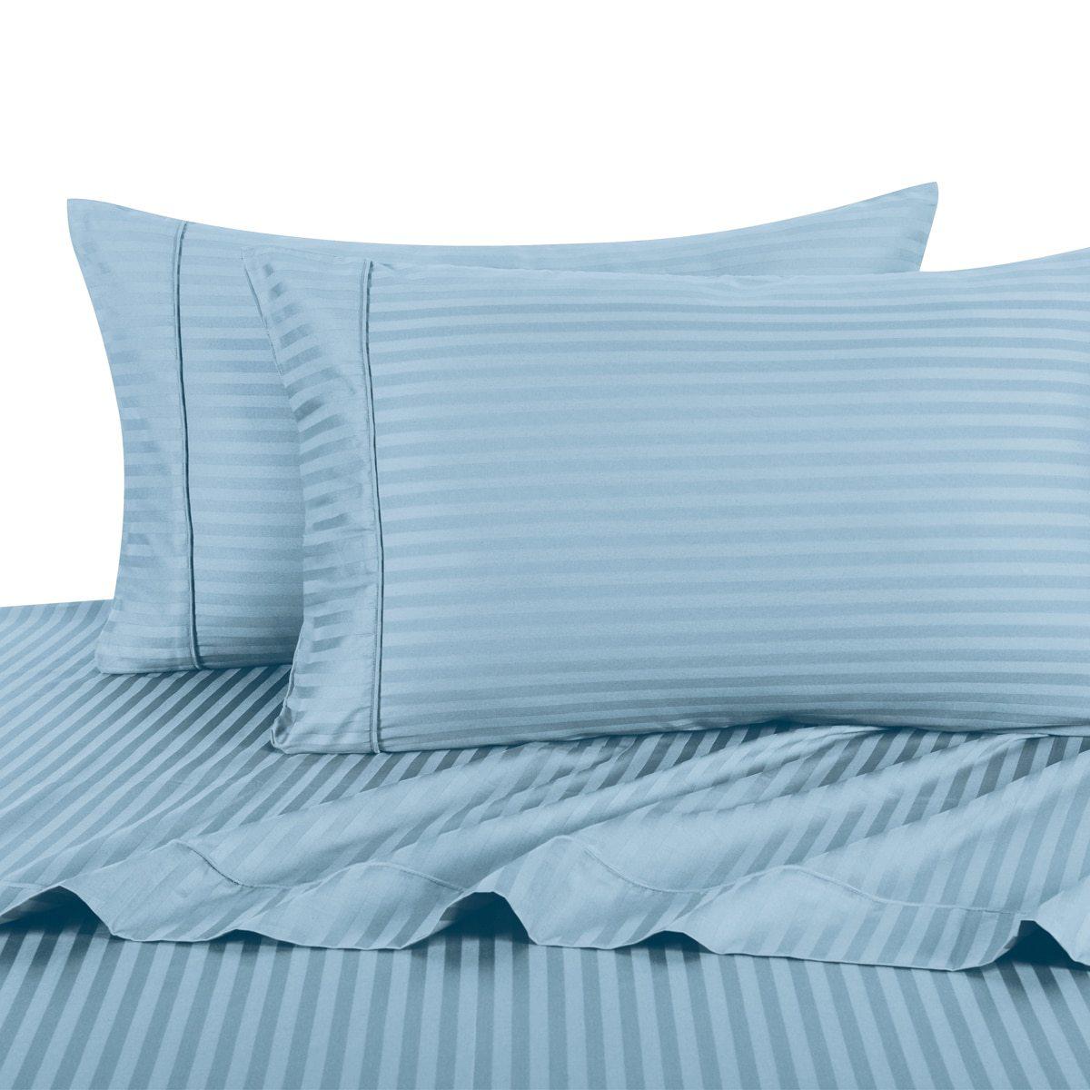 Damask Striped 600 Thread Count Sheet Set - California King / Blue