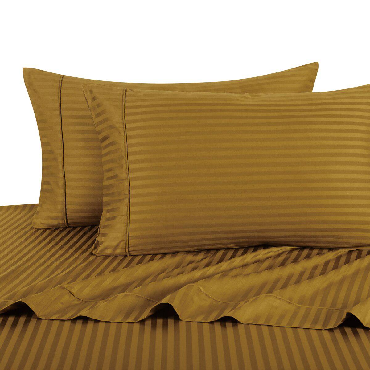 Damask Striped 600 Thread Count Sheet Set - California King / Bronze