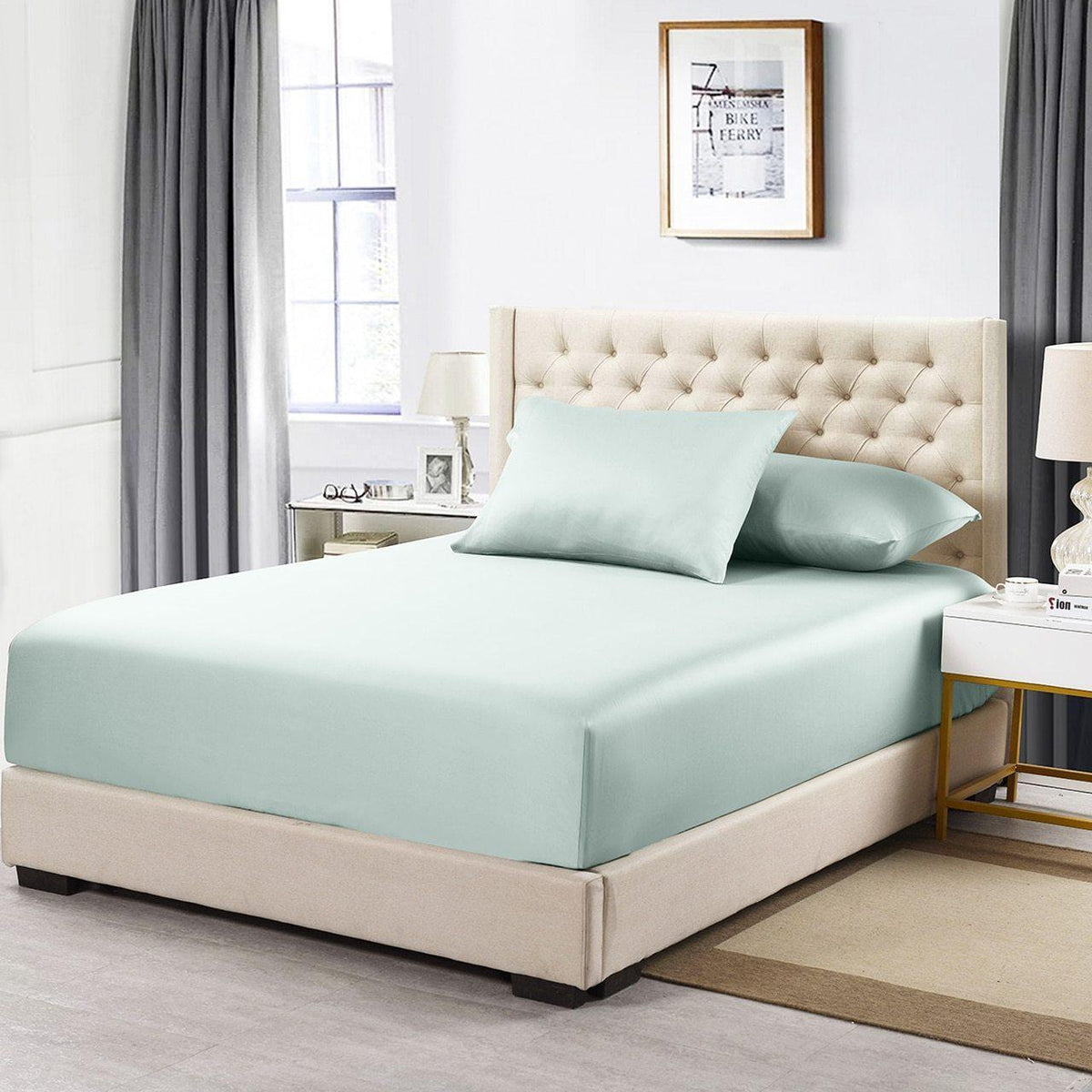 Cotton Fitted Sheet Only (11-16 inches) - Solid 600 Thread Count - California King / Sea