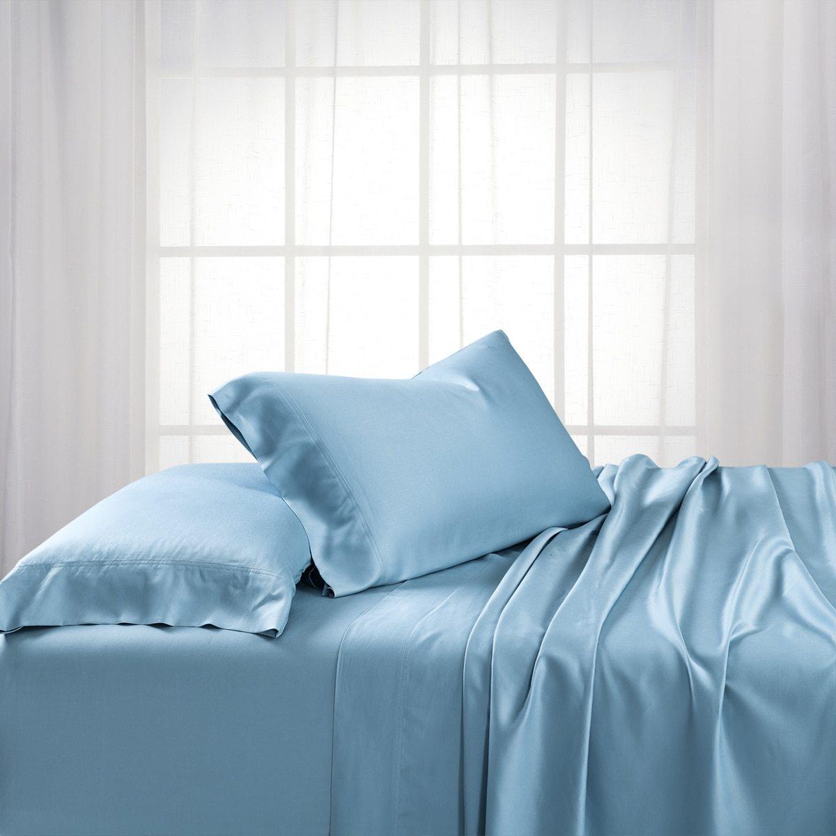 Top Split Flex King Sheet Set - Bamboo Cotton (Hybrid) - Blue