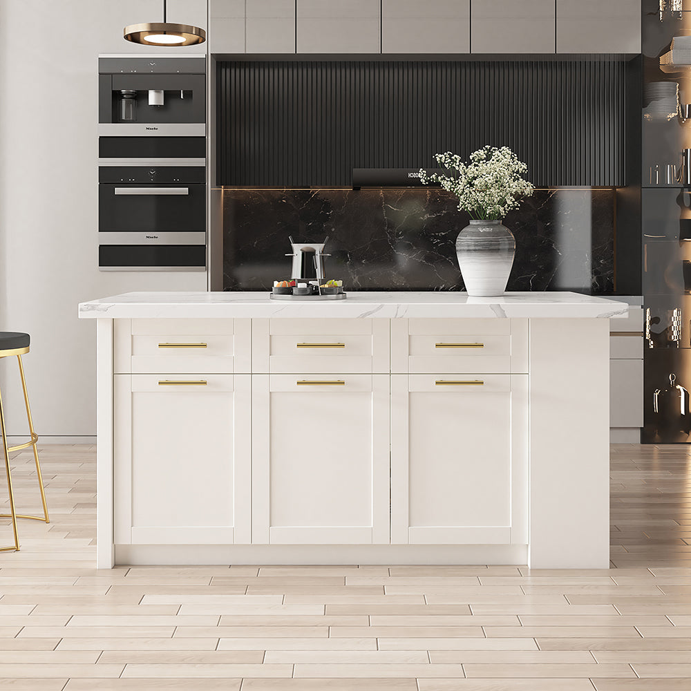 70.9" Kitchen Islands with Multi-Storage White Modern Kitchen Cabinet