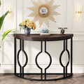43" Industrial Console Table, Half Moon Shaped Accent Sofa Table - Rustic Brown & Black