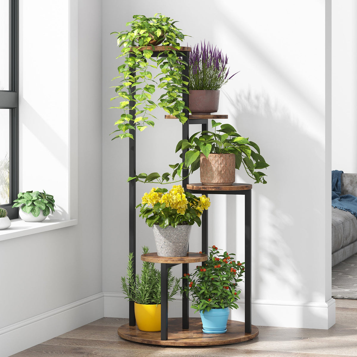 4-Tier Tall Indoor Plant Stand, Multi Tier Corner Plant Shelf