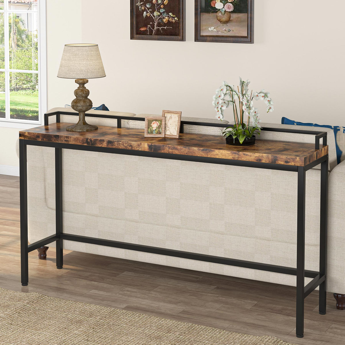 70.9" Console Table, Narrow Sofa Accent Table Behind Couch
