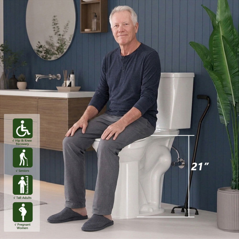 ELEMAZ 21" Extra Tall Toilet for Seniors & Tall Adults | Elongated Bowl
