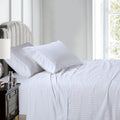 Split Queen Sheet Set Stripe 608 Thread Count - White