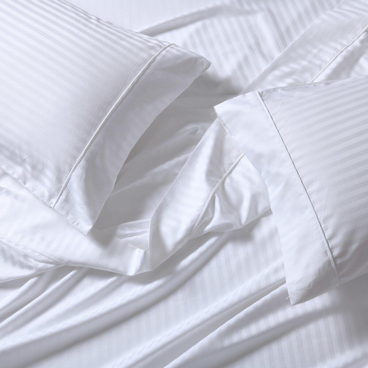 Split California King Sheet Set - Striped 650 Thread Count - White
