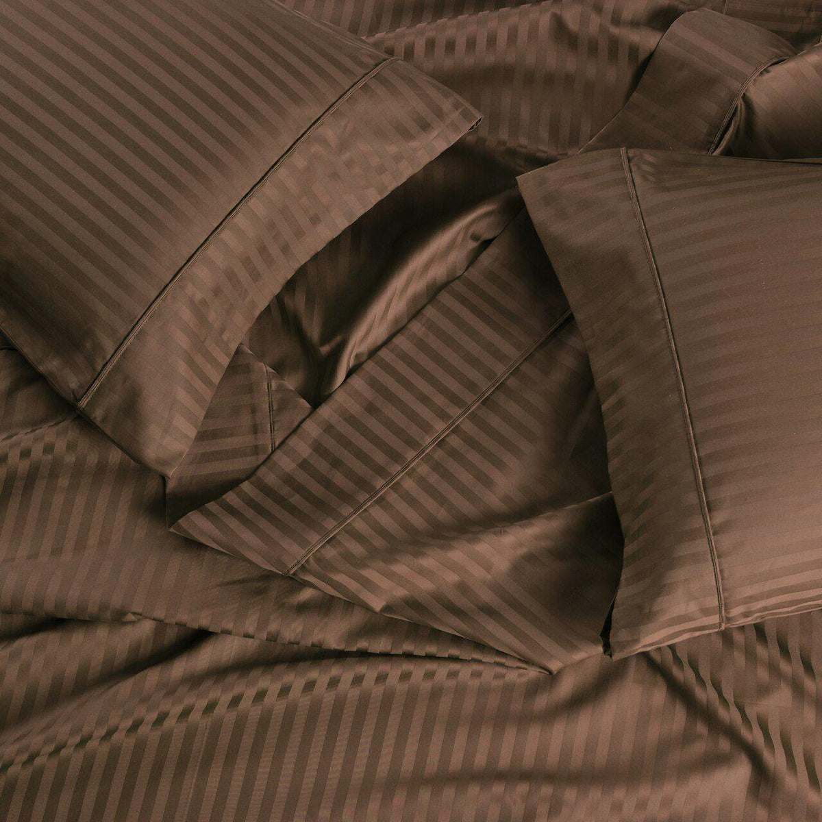 Split California King Sheet Set - Striped 650 Thread Count - Taupe