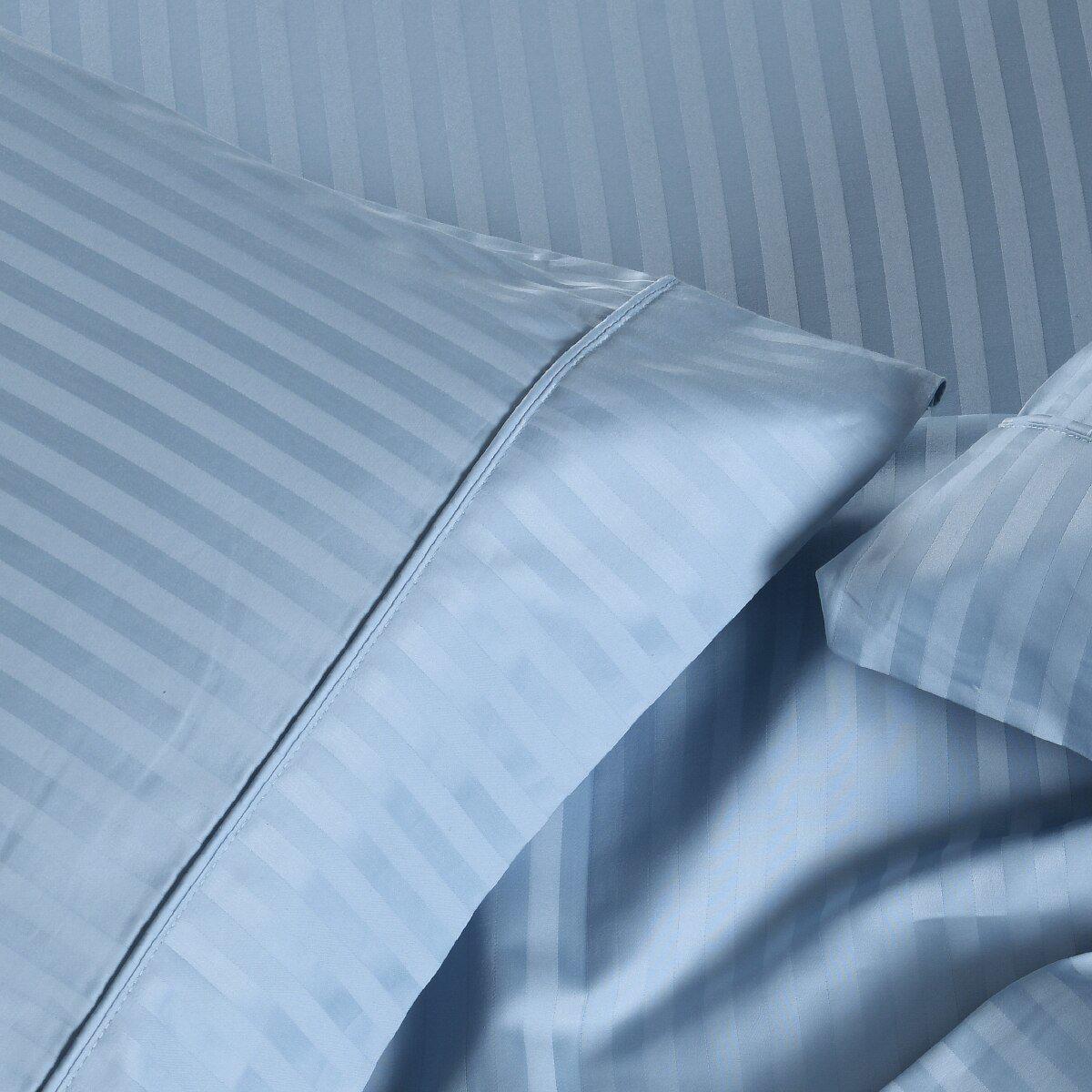 Split California King Sheet Set - Striped 650 Thread Count - Blue