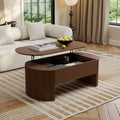 Walnut Oval Lift Top Mid-Century Modern Coffee Table