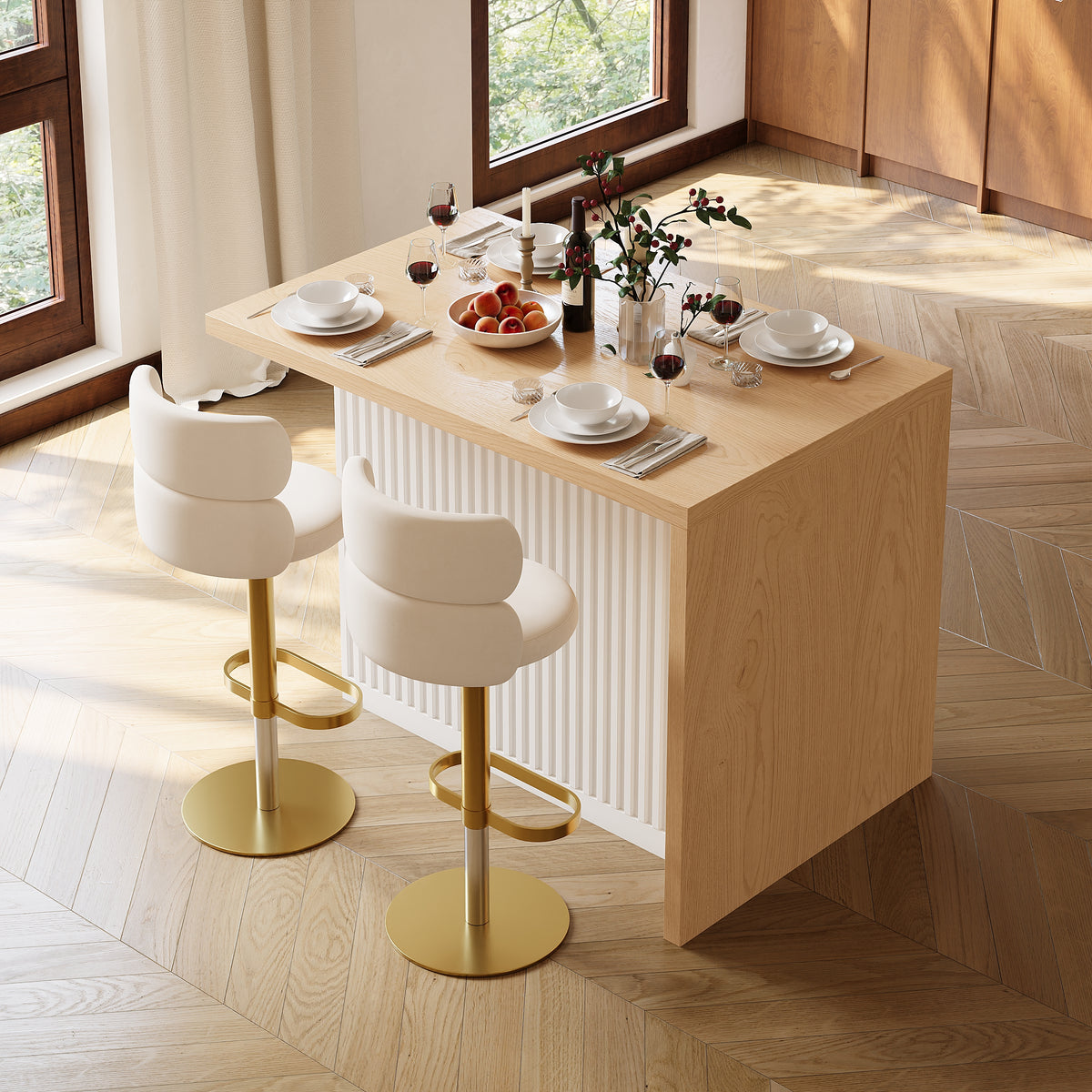 Modern 50" Wood Kitchen Island with Storage, Natural
