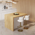 50" Large Kitchen Island Marble Veneered Top with Storage White & Natural Kitchen Cabinet