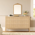 47" Fluted Natural 6-Drawer Dresser with Charging Station