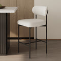 Modern Boucle White Counter Stool Set of 2 with Back & Footrest