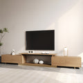 Mordel Natural Modern Rectangle Glossy Extendable TV Stand Storage for 65 to 85" TV