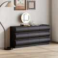 Humply Modern Black Leather 9 Drawer Dresser Chest with Storage Cabinet