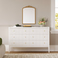 47" Fluted White 6-Drawer Dresser with Charging Station