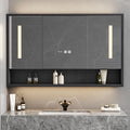 39" Black LED Medicine Cabinet with Adjustable Lighting, Demister & Digital Clock