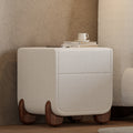 Curva Smart Boucle Nightstand with Wood Legs 2-Drawer Bedside Table in White