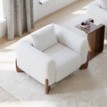 Curva Modern Boucle Accent Chair with Wood Frame Lounge Armchair for Living Room