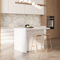 50" Large Kitchen Island Marble Veneered Top with Storage White Kitchen Cabinet