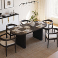Japandi 63"-79" Oval Extendable Black Dining Table Butterfly Leaf 4-6 Seater