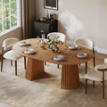 47"–79" Round Oval Extendable Dining Table Solid Wood with Fluted Base for 6