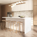 72" Large Kitchen Island Marble Veneered Top with Storage White Kitchen Cabinet