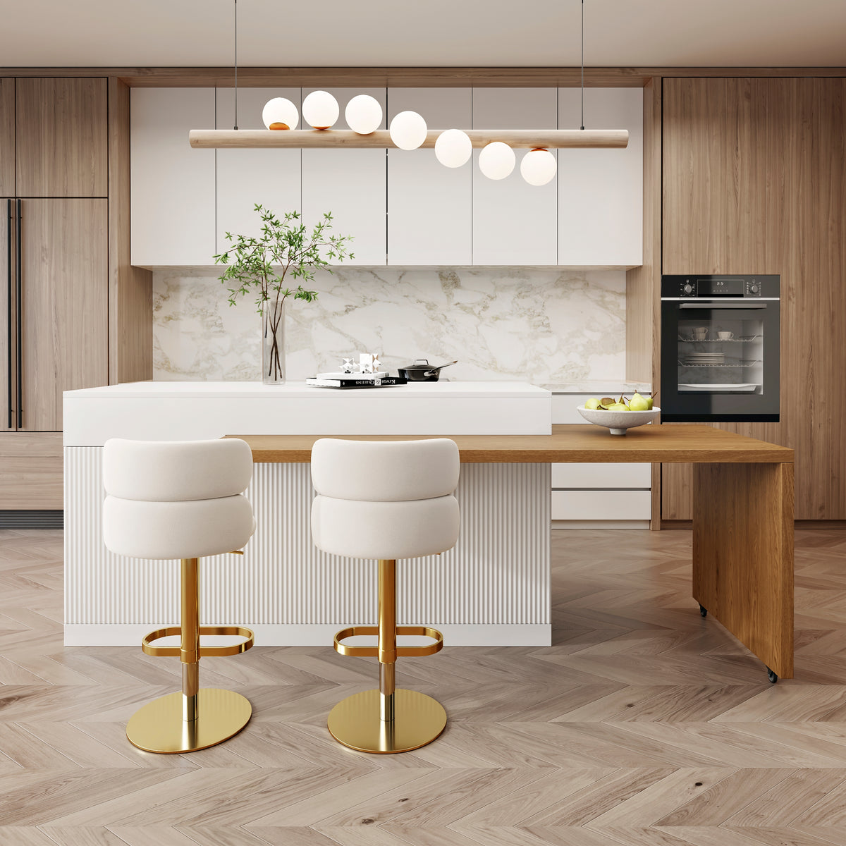 81"-106" Kitchen Islands Extendable White Modern with Doors & Drawers