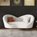 63" Modern White Velvet Upholstered Large 2-Seater Curved Sofa