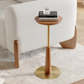 Round Mid-Century Modern Cocktail Table Walnut & Gold Side Table