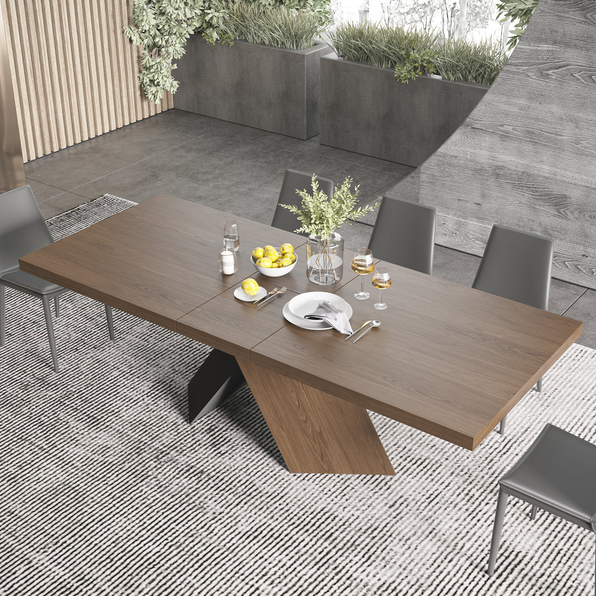 79"-94" Rectangle Dining Table Extendable Wood for 8 Person Farmhouse Style Walnut Dining Room Table