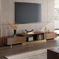 Mordel Modern Rectangle Glossy Walnut Extendable TV Stand Storage for 65 to 85 inch TV
