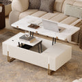 47.2" Fluted Lift-Top Coffee Table with 2 Drawers