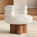Swivel Solid Wood Base Accent Chair Boucle Armchair for Living Room in White (28" Wide)