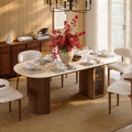 71" Faux Travertine Oval Dining Table with Fluted Base & Storage