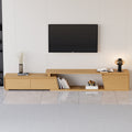 Fero Minimalist Natural Rectangle Extendable TV Stand with 3 Drawers Up to 110"