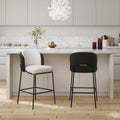 Modern PU Leather Counter Stool Black with Back & Footrest