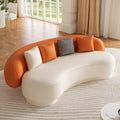 Modern Leather Upholstered Sofa 3-Seater Sofa 82.7" Orange&White Sofa
