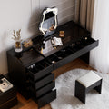 Modern Black Makeup Vanity Set with Lighted Vanity Mirror & Charging Station & Jewelry Storage Dressing Table