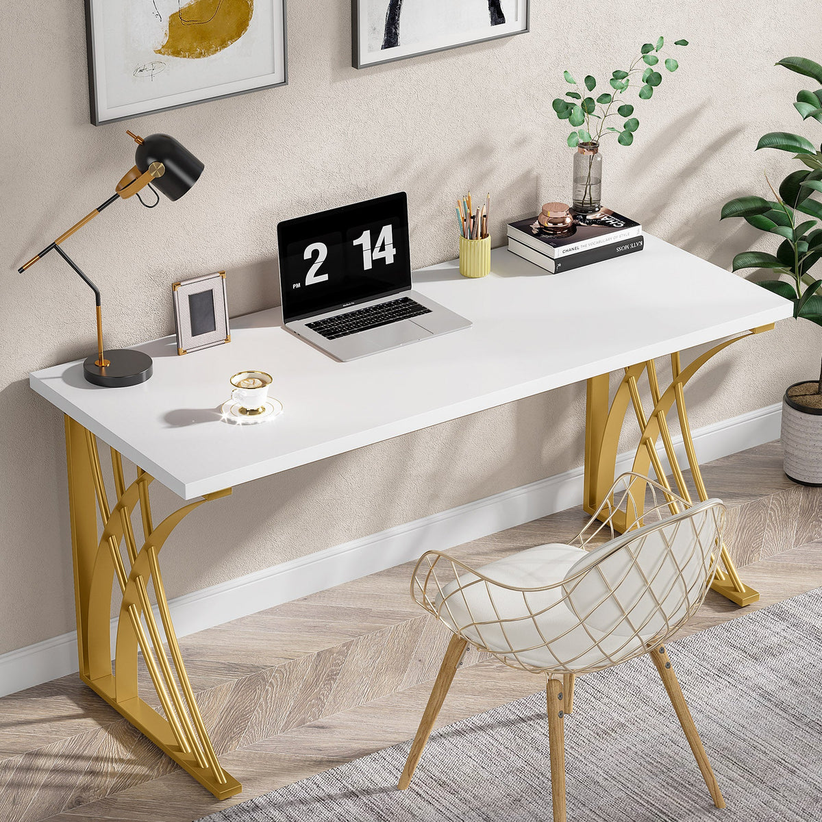55" Computer Desk, Modern Laptop PC Student Table