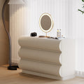 Humply Modern White Leather 6 Drawer Dresser Chest with Storage Cabinet