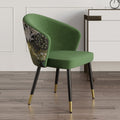 Modern Velvet Dining Chairs Upholstered Green Dining Room Chairs with Arm