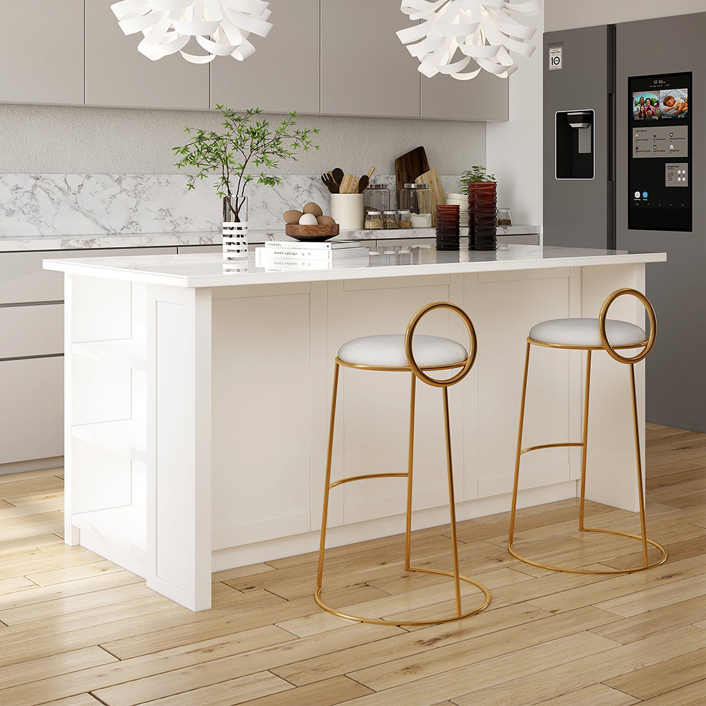 70.9" Kitchen Islands Sintered Stone White Modern with Storage Kitchen Cabinet