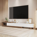 Quoint 100.4" Modern TV Stand Retracted & Extendable 3-Drawer Media Console Walnut