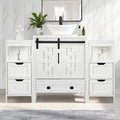 Sigsyl 48 Inch Vessel Sink Vanity | 2 Side Cabinets & Faucet Kit - Irregular / White